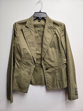 Banana Republic Women's 100% Cotton Blazer Size 4 Military Green Career